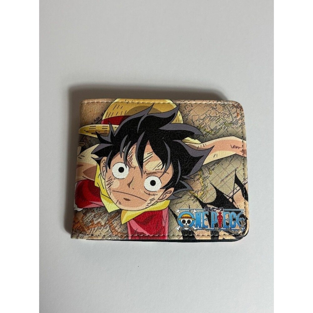 One Piece Luffy Faux Leather Wallet New Tan Red Anime Manga Money